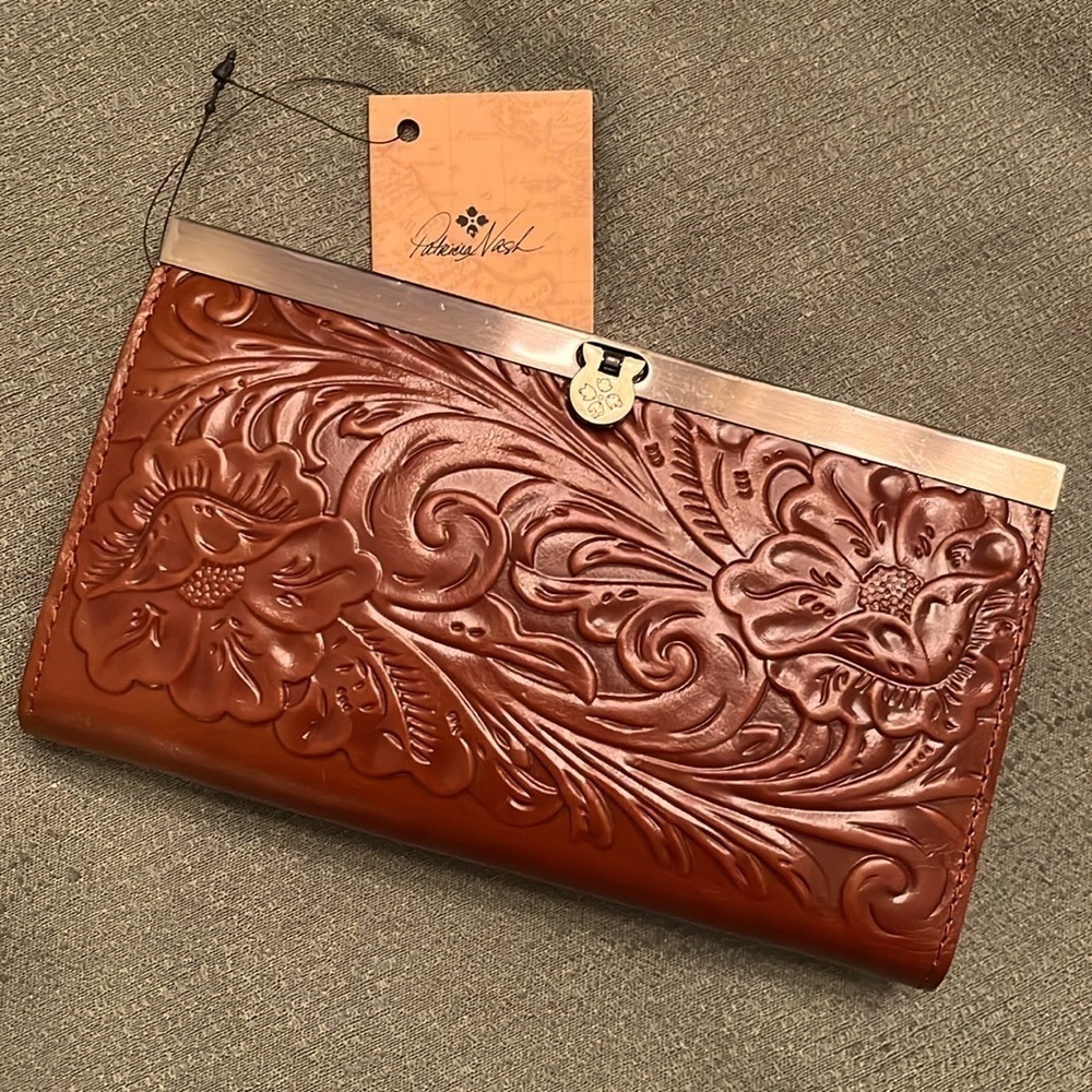 Brand New Patricia Nash Genuine Tooled Leather Cauchy Large Florence Wallet RFID - Picture 1 of 15